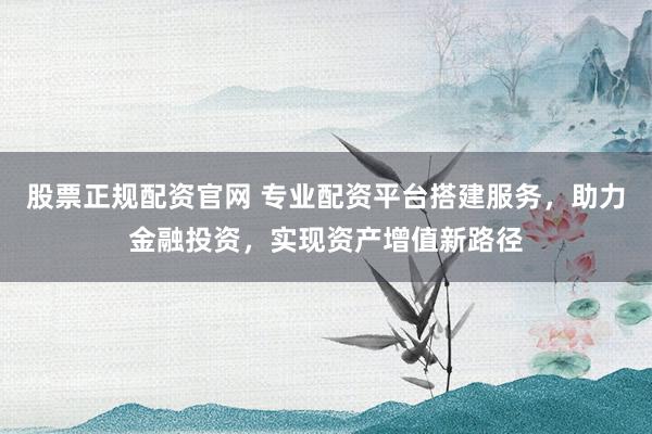 股票正规配资官网 专业配资平台搭建服务，助力金融投资，实现资产增值新路径