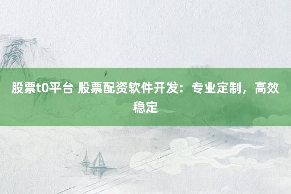 股票t0平台 股票配资软件开发：专业定制，高效稳定