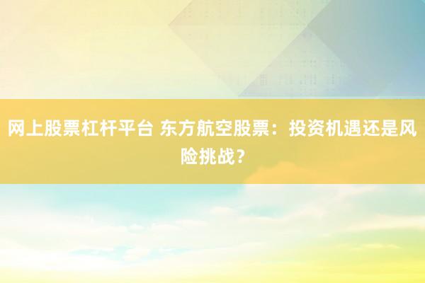 网上股票杠杆平台 东方航空股票：投资机遇还是风险挑战？