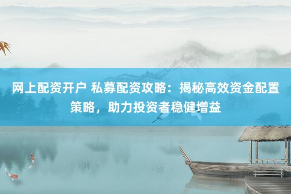 网上配资开户 私募配资攻略：揭秘高效资金配置策略，助力投资者稳健增益